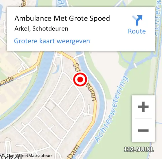 Locatie op kaart van de 112 melding: Ambulance Met Grote Spoed Naar Arkel, Schotdeuren op 9 maart 2022 16:28