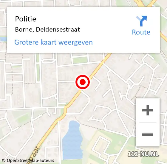 Locatie op kaart van de 112 melding: Politie Borne, Deldensestraat op 9 maart 2022 16:32