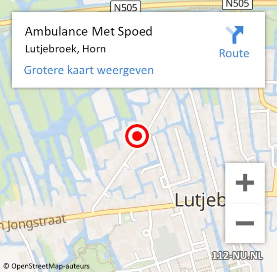 Locatie op kaart van de 112 melding: Ambulance Met Spoed Naar Lutjebroek, Horn op 9 maart 2022 16:59