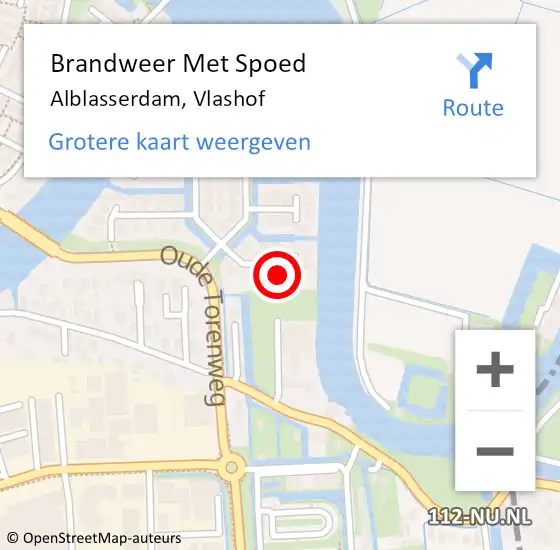 Locatie op kaart van de 112 melding: Brandweer Met Spoed Naar Alblasserdam, Vlashof op 9 maart 2022 17:04