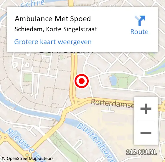 Locatie op kaart van de 112 melding: Ambulance Met Spoed Naar Schiedam, Korte Singelstraat op 9 maart 2022 17:18