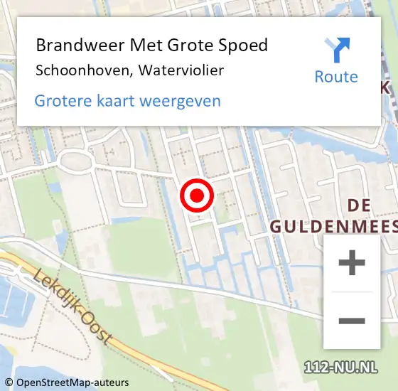 Locatie op kaart van de 112 melding: Brandweer Met Grote Spoed Naar Schoonhoven, Waterviolier op 9 maart 2022 17:18