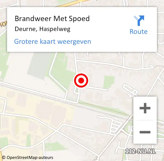 Locatie op kaart van de 112 melding: Brandweer Met Spoed Naar Deurne, Haspelweg op 9 maart 2022 17:40