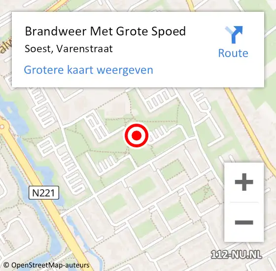 Locatie op kaart van de 112 melding: Brandweer Met Grote Spoed Naar Soest, Varenstraat op 9 maart 2022 17:48