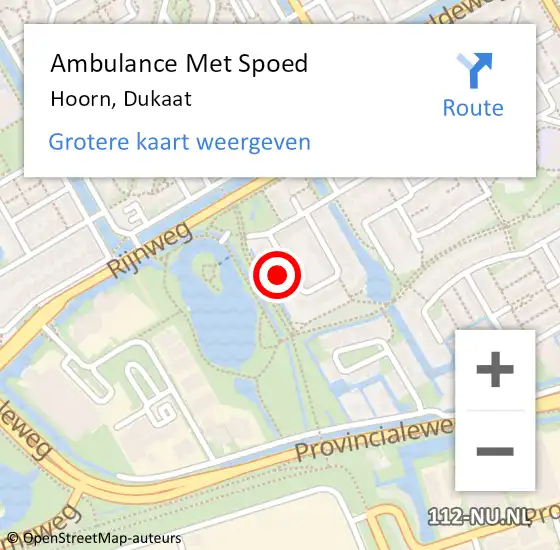 Locatie op kaart van de 112 melding: Ambulance Met Spoed Naar Hoorn, Dukaat op 9 maart 2022 17:51