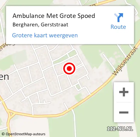 Locatie op kaart van de 112 melding: Ambulance Met Grote Spoed Naar Bergharen, Gerststraat op 9 maart 2022 18:10