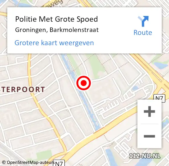 Locatie op kaart van de 112 melding: Politie Met Grote Spoed Naar Groningen, Barkmolenstraat op 9 maart 2022 18:15
