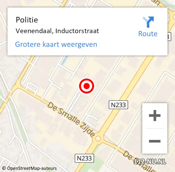 Locatie op kaart van de 112 melding: Politie Veenendaal, Inductorstraat op 9 maart 2022 18:32