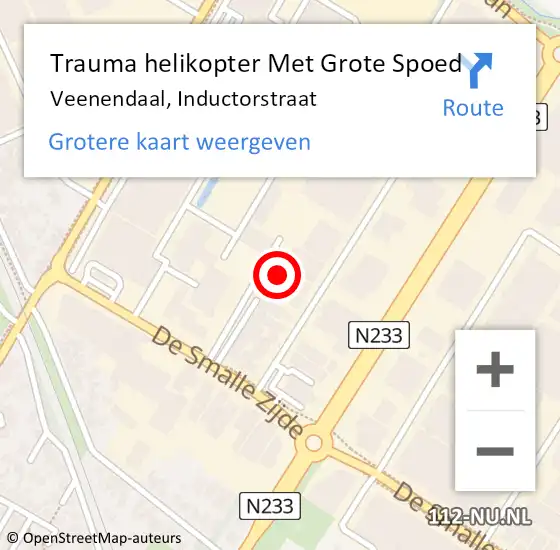 Locatie op kaart van de 112 melding: Trauma helikopter Met Grote Spoed Naar Veenendaal, Inductorstraat op 9 maart 2022 18:35
