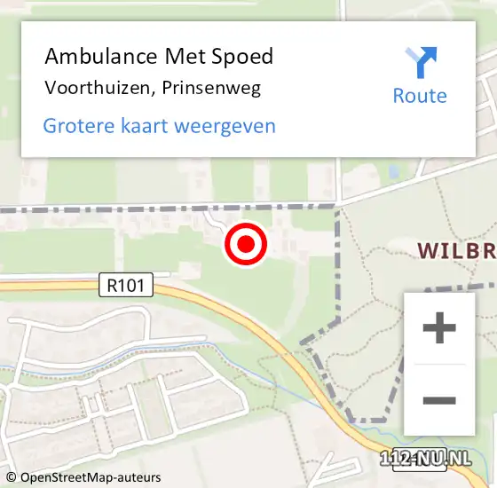 Locatie op kaart van de 112 melding: Ambulance Met Spoed Naar Voorthuizen, Prinsenweg op 9 maart 2022 19:05