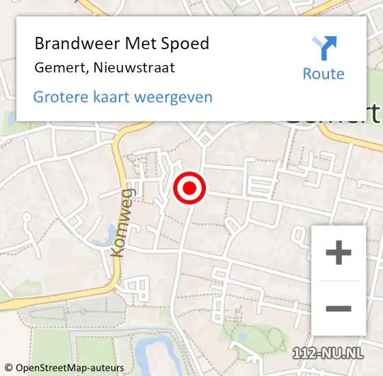 Locatie op kaart van de 112 melding: Brandweer Met Spoed Naar Gemert, Nieuwstraat op 9 maart 2022 19:13