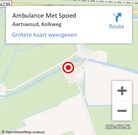 Locatie op kaart van de 112 melding: Ambulance Met Spoed Naar Aartswoud, Kolkweg op 9 maart 2022 19:15