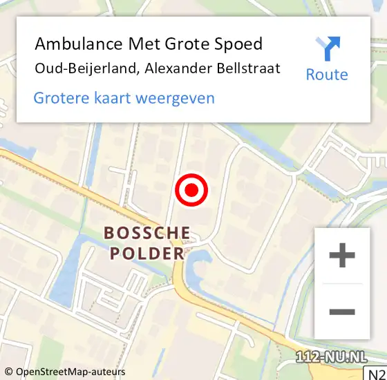 Locatie op kaart van de 112 melding: Ambulance Met Grote Spoed Naar Oud-Beijerland, Alexander Bellstraat op 9 maart 2022 19:19