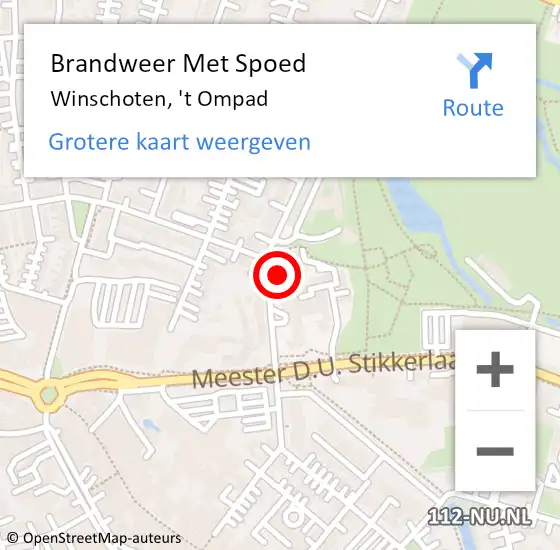 Locatie op kaart van de 112 melding: Brandweer Met Spoed Naar Winschoten, 't Ompad op 9 maart 2022 19:19