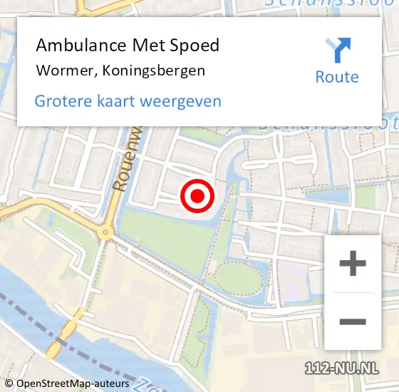 Locatie op kaart van de 112 melding: Ambulance Met Spoed Naar Wormer, Koningsbergen op 9 maart 2022 19:24