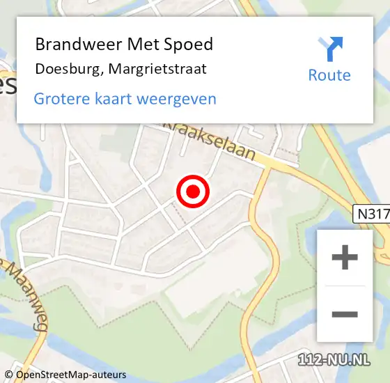 Locatie op kaart van de 112 melding: Brandweer Met Spoed Naar Doesburg, Margrietstraat op 9 maart 2022 19:34