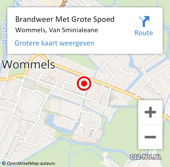 Locatie op kaart van de 112 melding: Brandweer Met Grote Spoed Naar Wommels, Van Sminialeane op 9 maart 2022 19:40