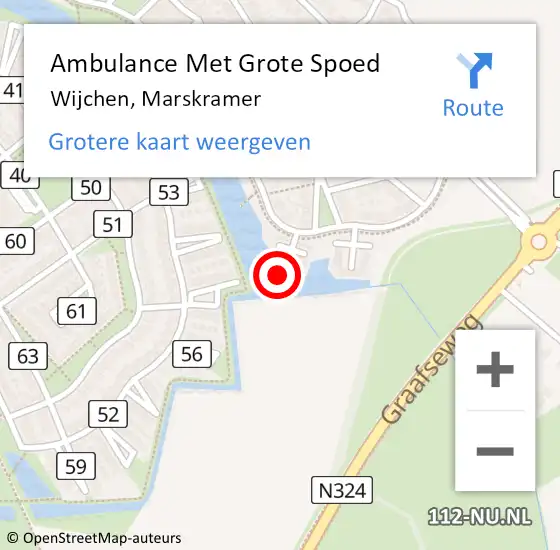 Locatie op kaart van de 112 melding: Ambulance Met Grote Spoed Naar Wijchen, Marskramer op 9 maart 2022 19:53