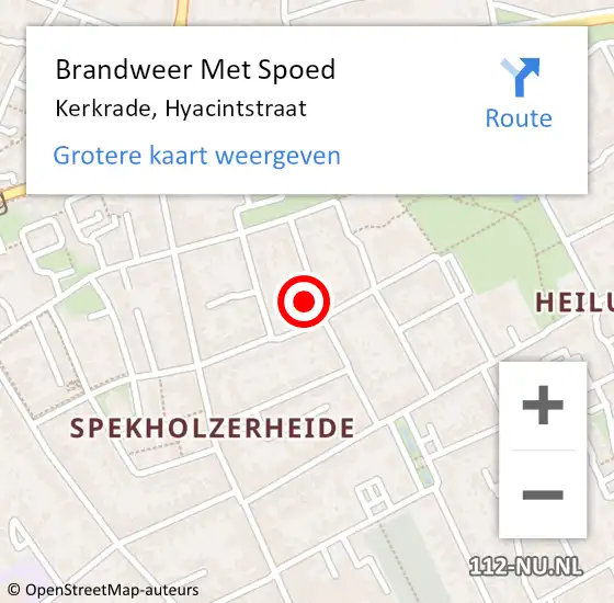 Locatie op kaart van de 112 melding: Brandweer Met Spoed Naar Kerkrade, Hyacintstraat op 9 maart 2022 20:47