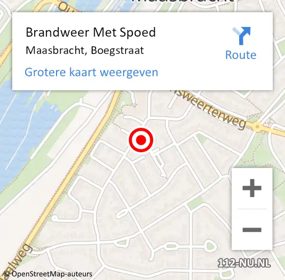 Locatie op kaart van de 112 melding: Brandweer Met Spoed Naar Maasbracht, Boegstraat op 9 maart 2022 21:18