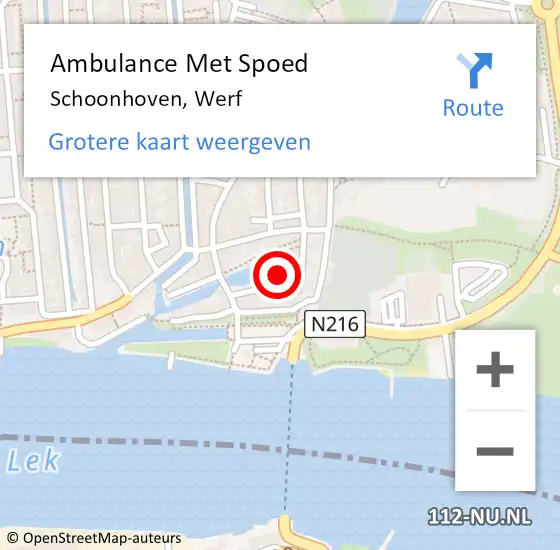 Locatie op kaart van de 112 melding: Ambulance Met Spoed Naar Schoonhoven, Werf op 9 maart 2022 21:36