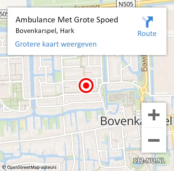 Locatie op kaart van de 112 melding: Ambulance Met Grote Spoed Naar Bovenkarspel, Hark op 9 maart 2022 22:00