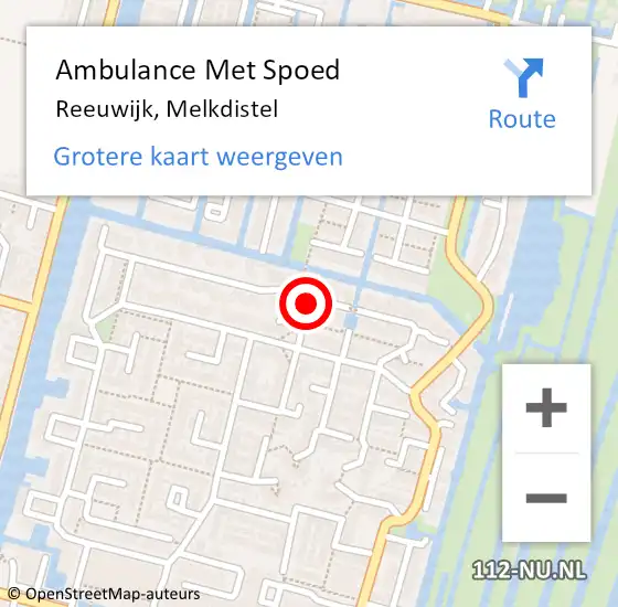 Locatie op kaart van de 112 melding: Ambulance Met Spoed Naar Reeuwijk, Melkdistel op 9 maart 2022 22:02