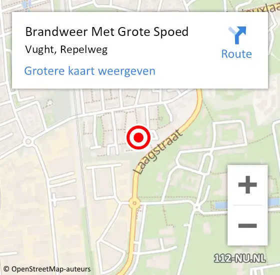 Locatie op kaart van de 112 melding: Brandweer Met Grote Spoed Naar Vught, Repelweg op 9 maart 2022 22:06