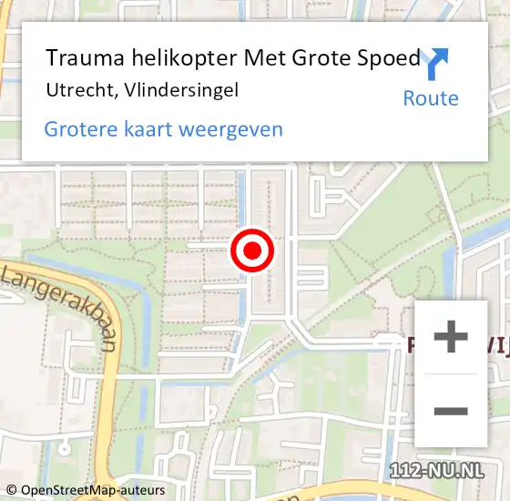 Locatie op kaart van de 112 melding: Trauma helikopter Met Grote Spoed Naar Utrecht, Vlindersingel op 9 maart 2022 23:17