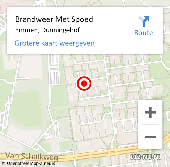 Locatie op kaart van de 112 melding: Brandweer Met Spoed Naar Emmen, Dunningehof op 9 maart 2022 23:31