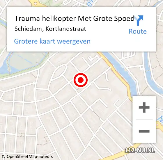 Locatie op kaart van de 112 melding: Trauma helikopter Met Grote Spoed Naar Schiedam, Kortlandstraat op 9 maart 2022 23:46