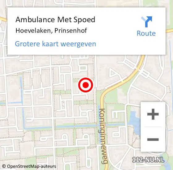 Locatie op kaart van de 112 melding: Ambulance Met Spoed Naar Hoevelaken, Prinsenhof op 10 maart 2022 00:43