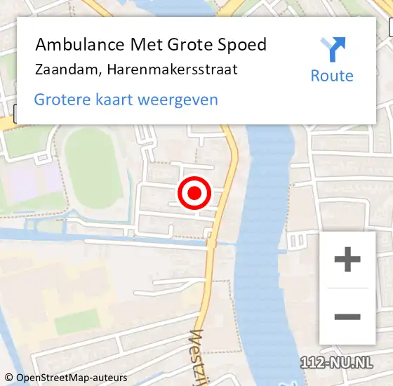 Locatie op kaart van de 112 melding: Ambulance Met Grote Spoed Naar Zaandam, Harenmakersstraat op 10 maart 2022 00:44