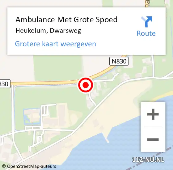 Locatie op kaart van de 112 melding: Ambulance Met Grote Spoed Naar Heukelum, Dwarsweg op 10 maart 2022 00:45