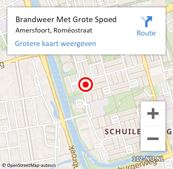 Locatie op kaart van de 112 melding: Brandweer Met Grote Spoed Naar Amersfoort, Roméostraat op 10 maart 2022 01:50