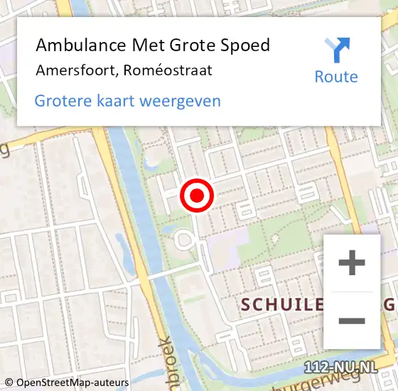 Locatie op kaart van de 112 melding: Ambulance Met Grote Spoed Naar Amersfoort, Roméostraat op 10 maart 2022 02:03