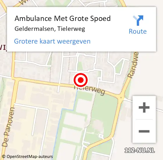 Locatie op kaart van de 112 melding: Ambulance Met Grote Spoed Naar Geldermalsen, Tielerweg op 10 maart 2022 04:03