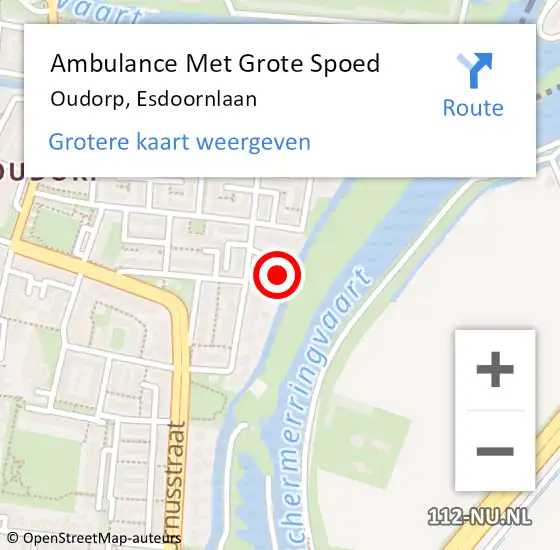 Locatie op kaart van de 112 melding: Ambulance Met Grote Spoed Naar Oudorp, Esdoornlaan op 10 maart 2022 04:41