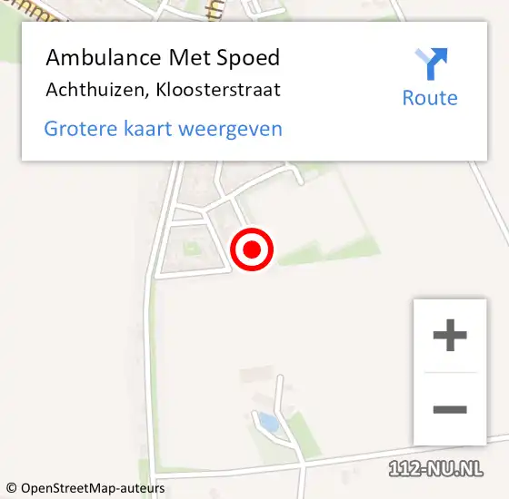 Locatie op kaart van de 112 melding: Ambulance Met Spoed Naar Achthuizen, Kloosterstraat op 10 maart 2022 05:49