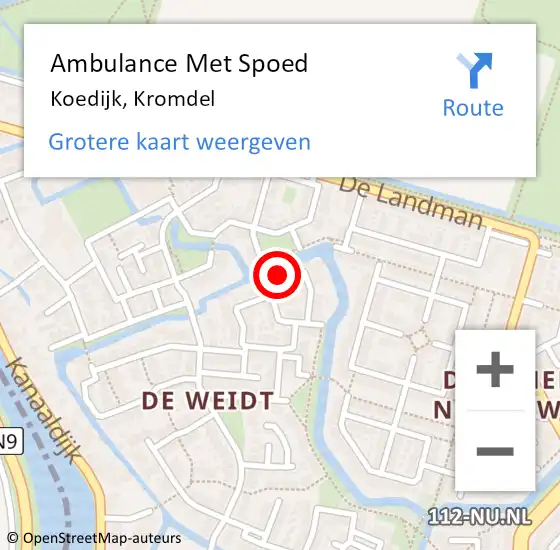 Locatie op kaart van de 112 melding: Ambulance Met Spoed Naar Koedijk, Kromdel op 10 maart 2022 06:28