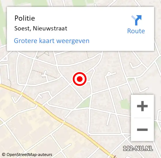 Locatie op kaart van de 112 melding: Politie Soest, Nieuwstraat op 10 maart 2022 06:42