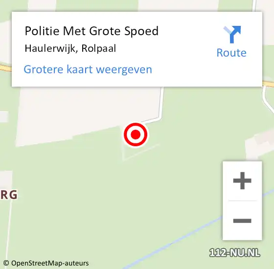 Locatie op kaart van de 112 melding: Politie Met Grote Spoed Naar Haulerwijk, Rolpaal op 10 maart 2022 07:00