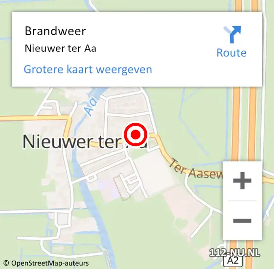 Locatie op kaart van de 112 melding: Brandweer Nieuwer ter Aa op 10 maart 2022 07:04
