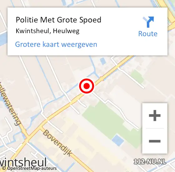 Locatie op kaart van de 112 melding: Politie Met Grote Spoed Naar Kwintsheul, Heulweg op 10 maart 2022 07:13