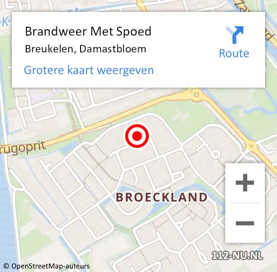 Locatie op kaart van de 112 melding: Brandweer Met Spoed Naar Breukelen, Damastbloem op 10 maart 2022 07:23