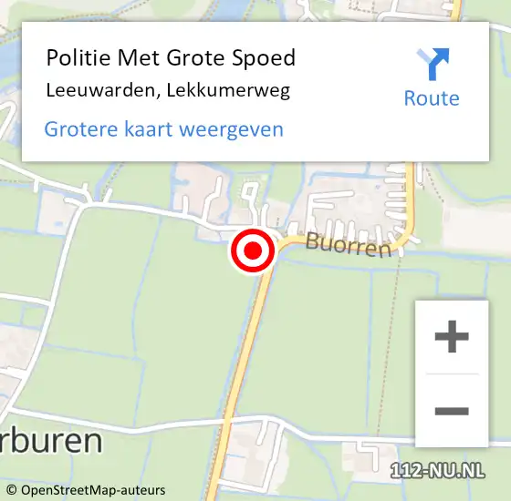 Locatie op kaart van de 112 melding: Politie Met Grote Spoed Naar Leeuwarden, Lekkumerweg op 10 maart 2022 07:37