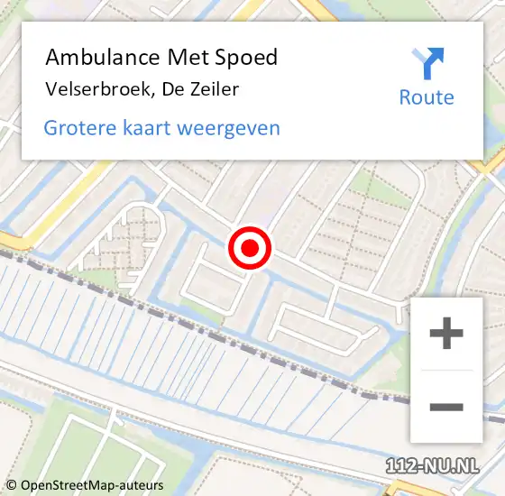 Locatie op kaart van de 112 melding: Ambulance Met Spoed Naar Velserbroek, De Zeiler op 10 maart 2022 07:41