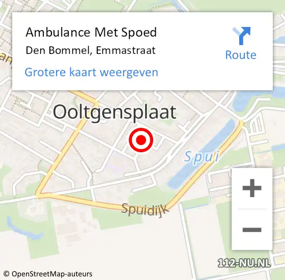 Locatie op kaart van de 112 melding: Ambulance Met Spoed Naar Den Bommel, Emmastraat op 10 maart 2022 08:15