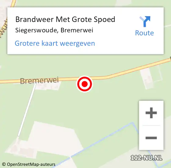 Locatie op kaart van de 112 melding: Brandweer Met Grote Spoed Naar Siegerswoude, Bremerwei op 10 juli 2014 16:27