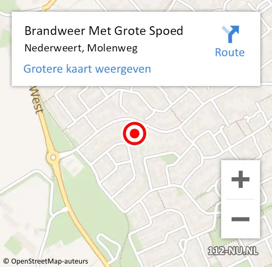 Locatie op kaart van de 112 melding: Brandweer Met Grote Spoed Naar Nederweert, Molenweg op 10 maart 2022 08:34